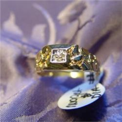 Mans Nugget & Diamond Ring