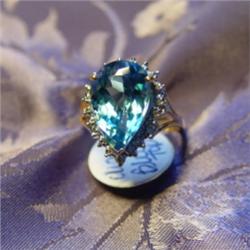 Ladies Blue Topaz & Diamond Ring