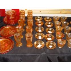 Herring Bone Iris Pattern Carnival Glass