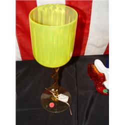 Vaseline Glass Goblet Vase