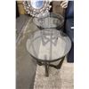 Image 2 : GLASS COFFEE TABLE AND 2 END TABLES