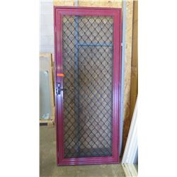 Security Screen Door 32-3/4" x 78-11/16" - Red Painted Finish, Blk Diamond Grill $300 Retail