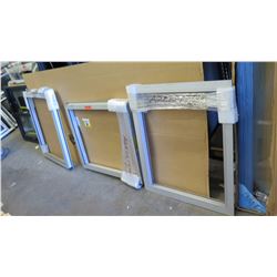 Qty 3 Fleetwood Fixed Glass Windows Various Sizes, 31-3/4" x 37-7/16" - Clear Anodized, (No Glass) $