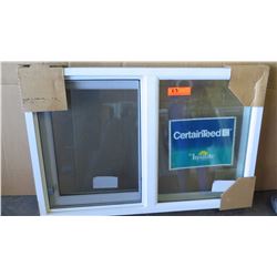 Qty 2 White Vinyl Windows: Sliding 35-9/16" x 23-5/8" and Dbl Hung 29-9/16" x 23-5/8"  $205 Retail