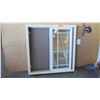 Image 1 : Single Hung Grid Pattern Vinyl Window w/Screen 35-1/2" x 35-1/2" - Almond, Block Frame