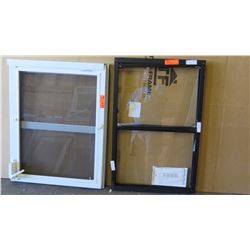 White Dbl Casement Alum Window w/Screen (32-13/16" x 25-3/8") and Bronze Anodized Sliding Window (35
