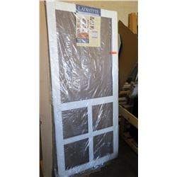 Solid Vinyl Screen Door 36" x 80" - Grid Pattern, White Finish, $200 Retail