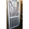 Image 1 : Solid Vinyl Screen Door 36" x 80" - Slat Accent, White Painted Finish, Hinged, Retail $250