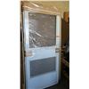 Image 1 : Screen Door 35-3/8" x 83-1/2" - Bottom Grill, White Painted Finish, Hinged Right, $350 Retail (damag