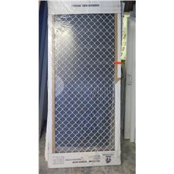Security Screen Door 36" x 80" - Diamond Pattern Grill, White Painted Finish, Hinged, Retail $370