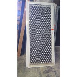 Security Screen Door 35-3/8" x 83" - Diamond Pattern Grill, White Finish, Hinged, Retail $492