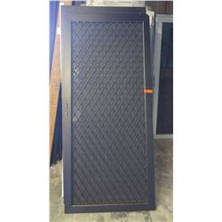 Security Screen Door 35-1/4" x 79-1/4" - Diamond Pattern Grill, Bronze Anodized Finish, Hinged, $625