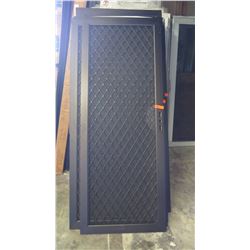 Security Screen Door  30-1/2" x 79-1/2" - Diamond Pattern Grill, Bronze Anodized Finish, Hinged, $38