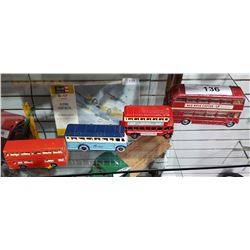 4 VINTAGE DIE CAST BUSES