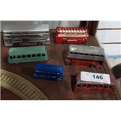 LOT OF 6 DIE CAST DOUBLE DECKER BUSES