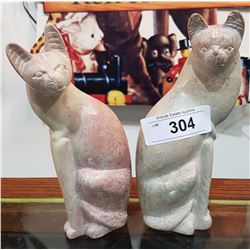 PAIR AFRICAN CARVED SOAPSTON CAT FIGURES