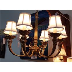 BRASS 6 LIGHT CHANDELIER