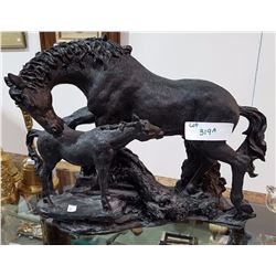 RESIN HORSE STATUE SIGNED