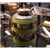 Image 1 : ASIAN CLOISONNE & STONE FIGURAL TEAPOT
