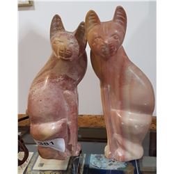 PAIR AFRICAN CARVED SOAPSTON CAT FIGURES