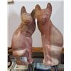 Image 1 : PAIR AFRICAN CARVED SOAPSTON CAT FIGURES