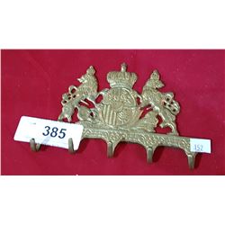 VINTAGE BRASS MONARCHY CREST KEY HOOK