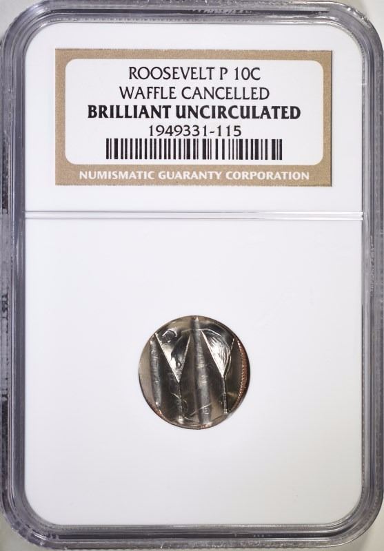 ROOSEVELT DIME 10c MINT CANCELLED ERROR COIN IN AN NGC HOLDER