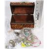 Image 1 : SMALL WICKER CHEST W/ 6 LOTS COSTUME JEWELRY