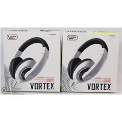 2 NEW WHITE VORTEX STEREO HEADPHONES
