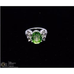 NEW ELEGANT LADY APPLE GREEN CZ RING