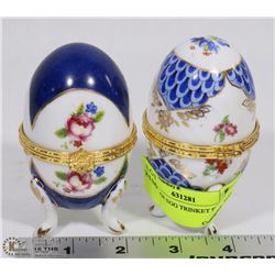 2 FABERGE EGG TRINKET BOXES