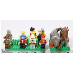 TEN ASSORTED LEGO PEOPLE AND 2 DRAGONS