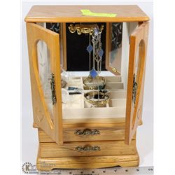 WOOD  TABLE TOP JEWELRY CABINET