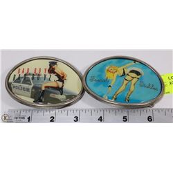 PAIR OF VINTAGE BELT BUCKLES, BAD BOYZ, ETC