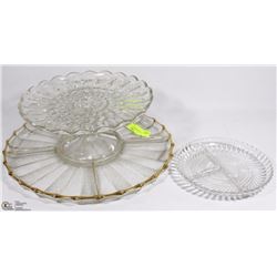 LOT OF 3 GLASS TRAYS
