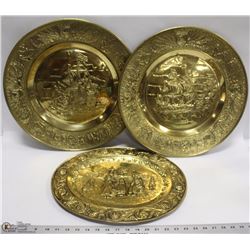 BOX OF 3 VINTAGE BRASS WALL HANGINGS