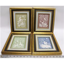 SET OF 4 "WEDGEWOOD" WALL FRAMED PICTURES 9.5X11