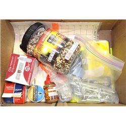 BOX FULL OF PELLETS, BBS, CO2 CARTRIDGES,