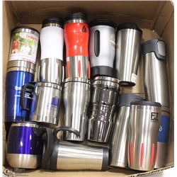 LARGE BOX W/15 COFFEE TRAVEL MUGS
