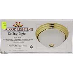INDOOR LIGHTING FLUSH MOUNT 10" BRASS FINISH LIGHT