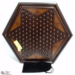 BOMBAY CO CHINESE CHECKER SET IN MAHOGANY WOOD