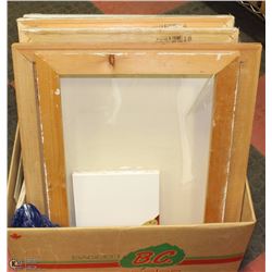 BOX OF NEW ASSORTED BLANK FRAMED CANVAS AND