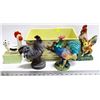 Image 1 : LARGE METAL ROOSTER PLANTER WITH FIGURINES