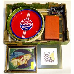 BOX OF PICTURES & MISC.