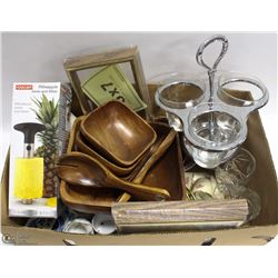 #14 WOODEN SALAD BOWL WITH TONGS, 4 SERVING BOWLS,