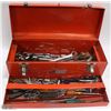 Image 1 : RED TOOL BOX WITH TRAY AND HAND TOOLS