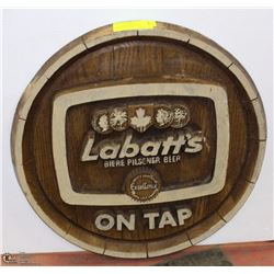 VINTAGE WOOD LABATTS PILSNER BEER ON TAP SIGN
