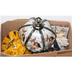 VINTAGE NATIVE SCENE LAP W/2 TIER GOLD