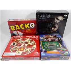 SEALED GAMES SET OF 4 TWILIGHT, RACKO