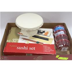 NEW 9 PC SUSHI SET W/4 PC ANCHOR GLASS